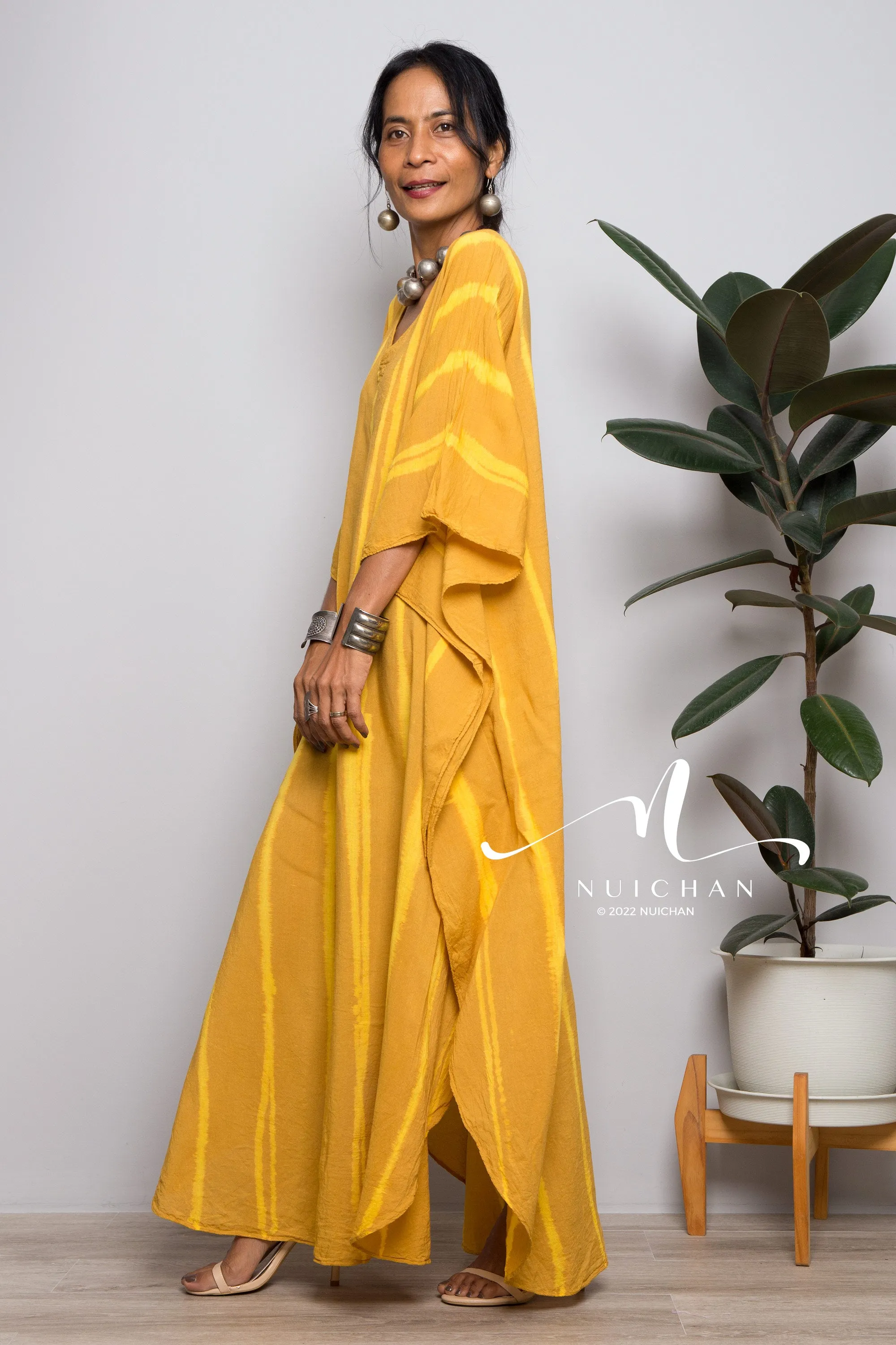 Yellow Tie dye kaftan