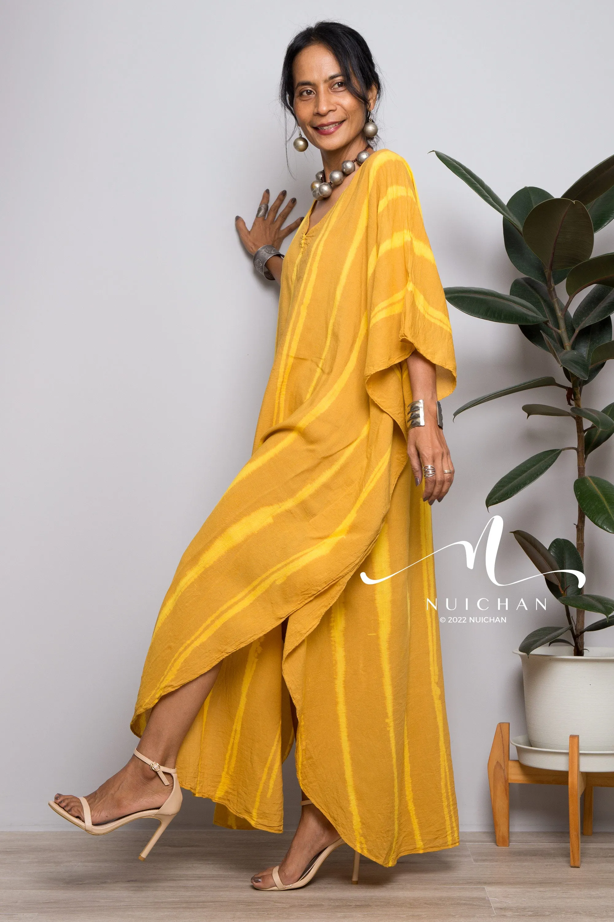 Yellow Tie dye kaftan