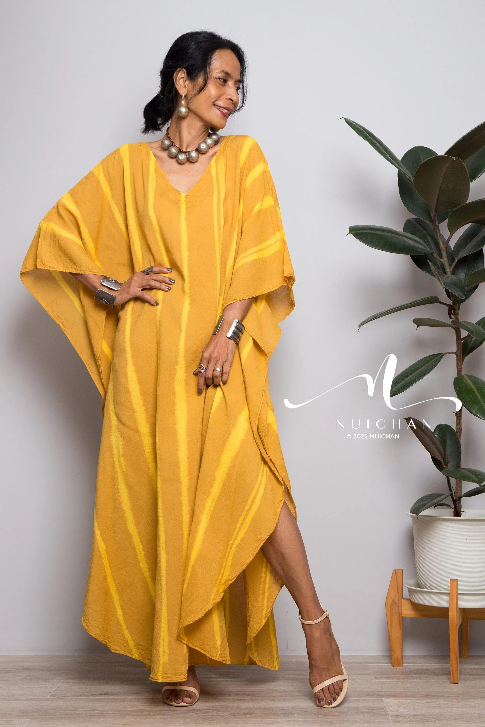 Yellow Tie dye kaftan