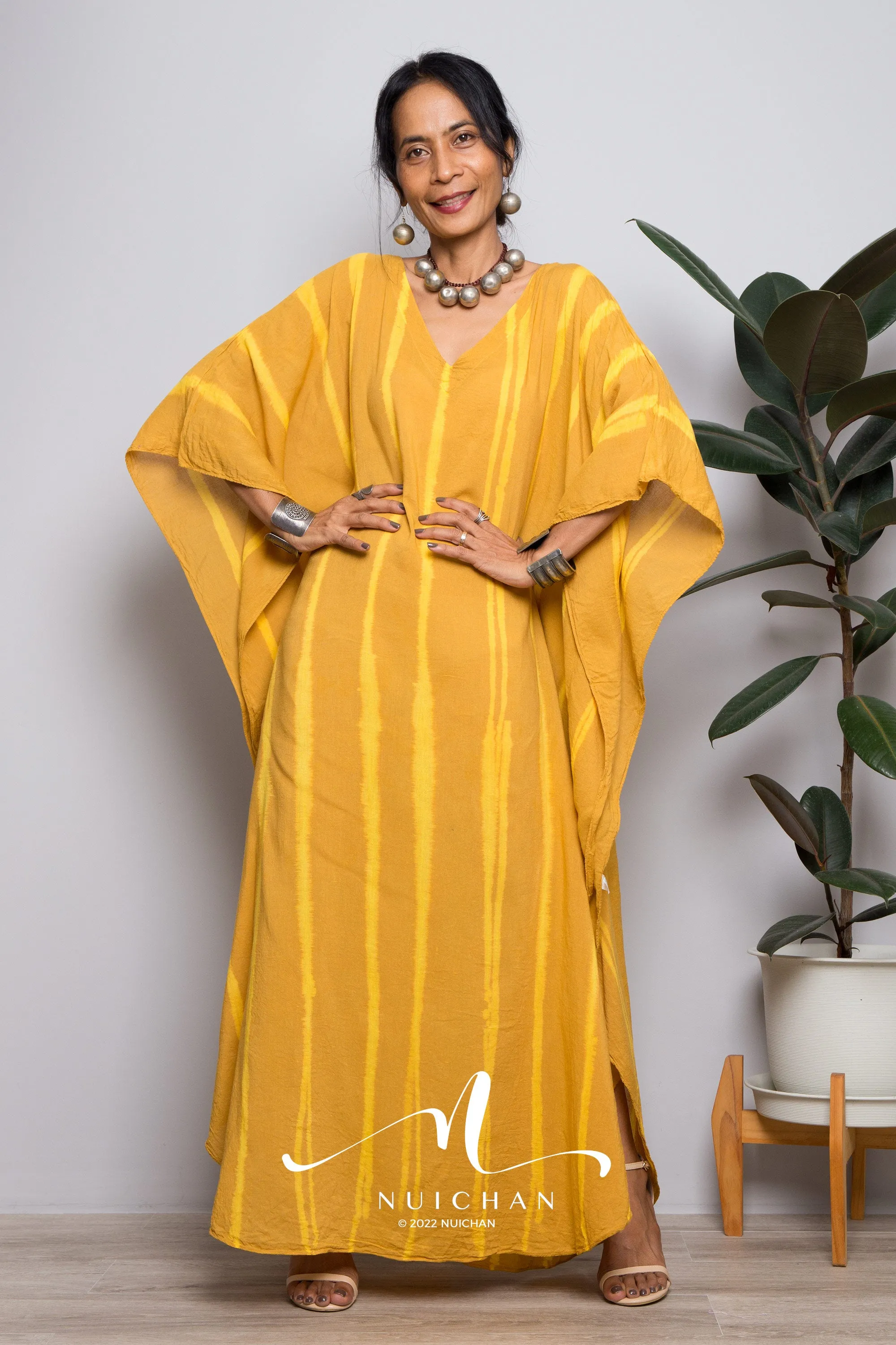 Yellow Tie dye kaftan